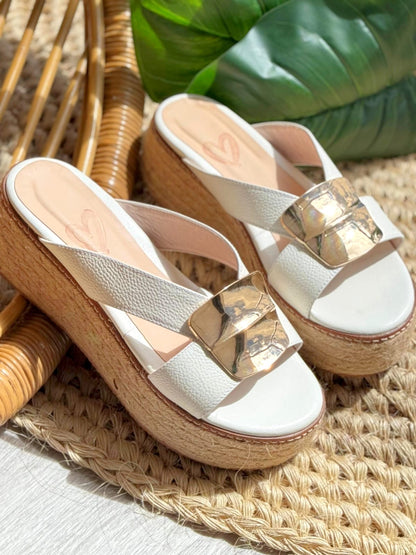 Plataforma altura 4 cm cuero + yute