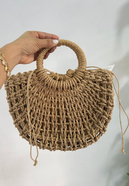 Bolso en yute, asa redonda