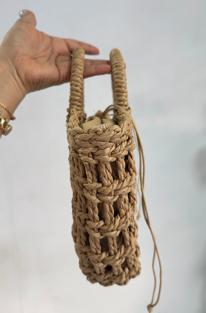 Bolso en yute, asa redonda