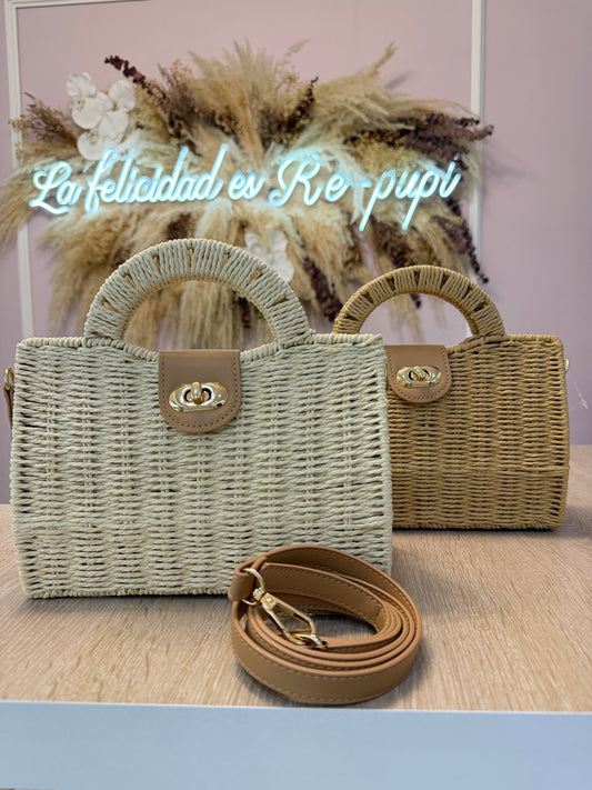 Bolso en yute, con correa de manos libres