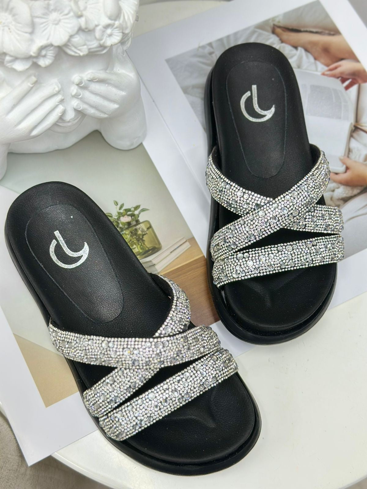 Sandalia tipo canoa, soft glam black