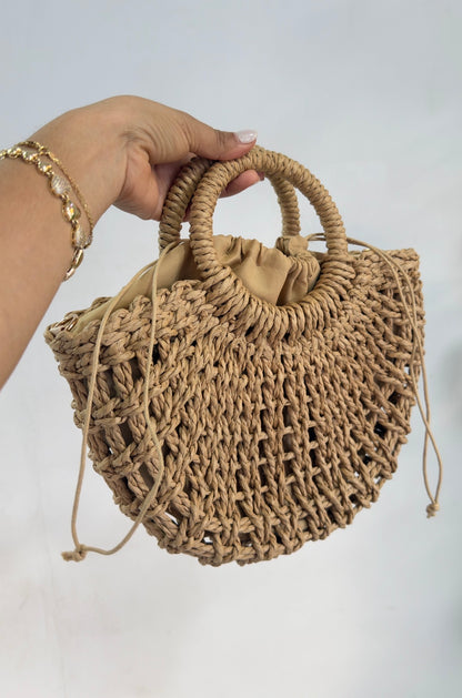Bolso en yute, asa redonda